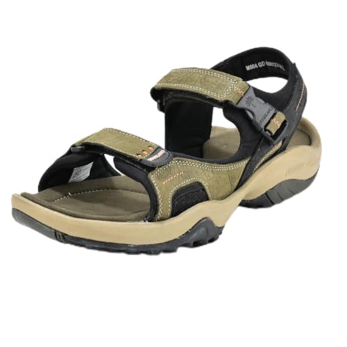 Image of Woodland Men's Camel Elephant Print Nubuk Sandals-UK-5 (EURO 39)