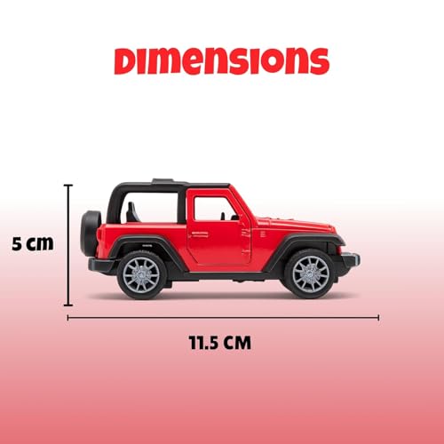 Image of Amisha Gift Gallery Open Thar Jeep Diecast Metal Toy Car for Kids, Red | Opening Doors & Pull Back Action, Mini Manual Push Super Car, No Battery Needed, Durable Diecast Vehicle for Kids Age 3+