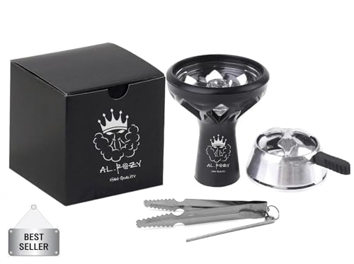 Hookah Bowl Silicone Head, Heat Management System with Steel Lid, Heat Resistant, Clamp Charcoal included