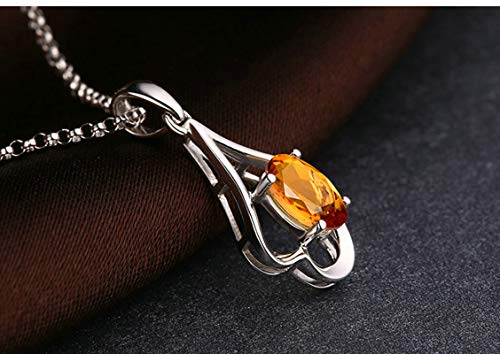 Collar de Oro Blanco 18K con Citrina Ovalada 0.44ct Collar de Oro Blanco 18K con Citrina Ovalada 0.44ct