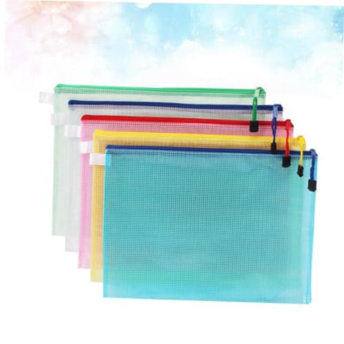 HOMOBABE 5個 製防水ファイルバッグ 対応ジッパー式書類整理ポーチ 展開 軽量耐久ドキュメントオーガナイザー 学校 オフィス 外出用
