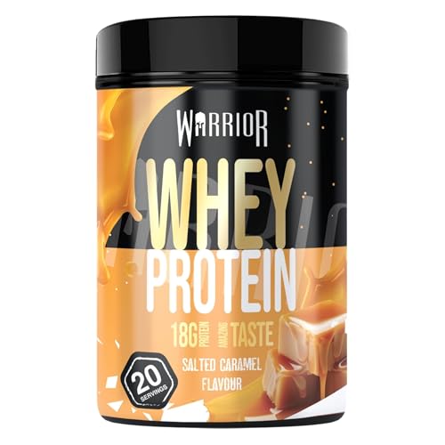 Warrior Whey Proteinpulver 500 g (bis zu 36 g Shake) – Muskelaufbau- und Erholungsgetränk – zum Genießen nach dem Training – köstlich und reich an Aminosäuren – 20 Portionen (Salzkaramell)