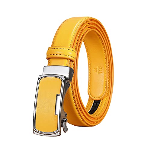 ZWRY 2,3cm Femmes Véritable Ceinture en cuir Avslappnad réglable Ceintures automatique Boucle de ceinture Accessoires Vêtements, Jaune Cover