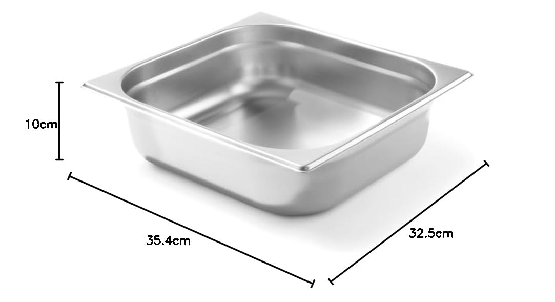 HENDI Pojemnik GN2/3, odpowiedni do piecach konwekcyjnych, lodówkach, bemarach i podgrzewaczach, odporny na temperaturę od -40° do 250°C, 9L, 354x325x(H)100mm, stal nierdzewna