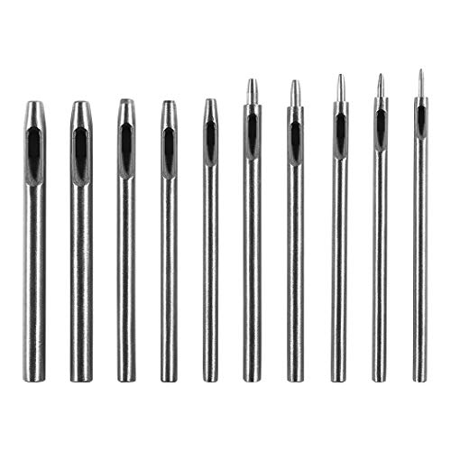10PCS Leather Hole Punch Cutter 0.5mm-5mm Hollow Punch Set for Leather Crafting Round Hollow Tools for Watch Bands Belts Canvas Paper Rubber Soft Material Working