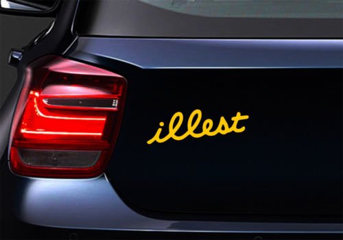 Illest Car Body Window Bumper Vinyl Decal Sticker, Yellow, Die Cut Vinyl Decal for Windows, Cars, Trucks, Tool Boxes, laptops, MacBook - virtually Any Hard, Smooth Surface
