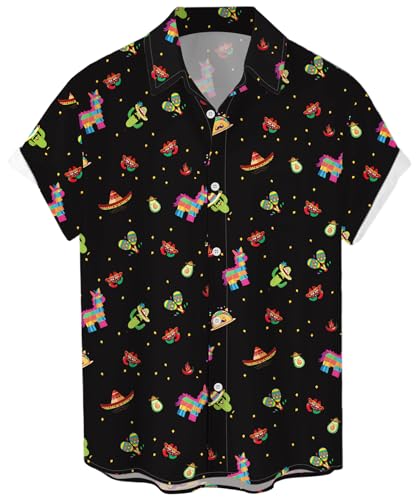 Mens Cinco De Mayo Shirt Funny Short Sleeve Button Down Mexican Shirts