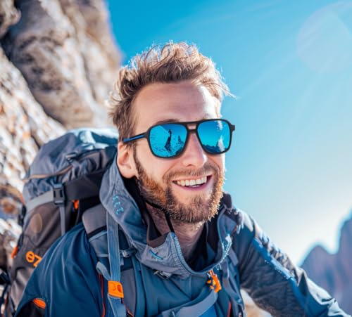 FEISEDY Aviator Sunglasses Men Women Polarized 70s Square Frame Fishing Golf Hiking Sun Glasses B01432