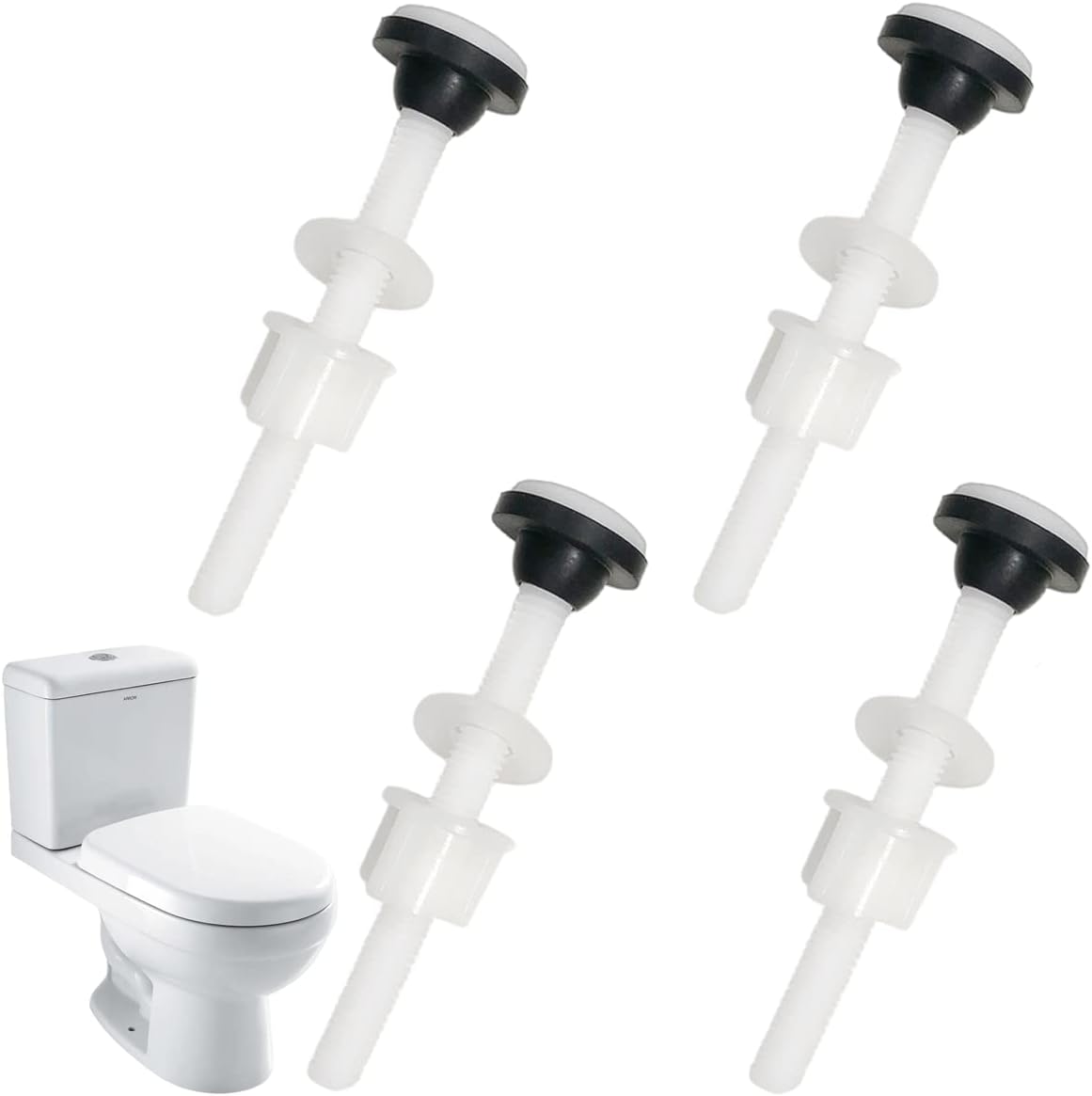 4 Pack Plastic Toilet Tank Bolts, M10 Toilet Cistern to Toilet Pan