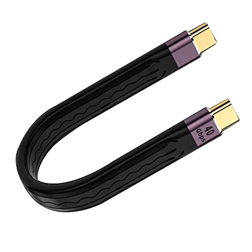 QIANRENON Cavo USB C Corto 12,9cm 100W 10Gbps | Piatto FPC Con Chip E-Mark Per Ricarica Veloce E Dati 4K Per MacBook, Smartphone - 4