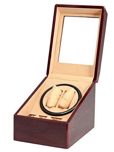 New Red Wood 2+3 Automatic Dual/Double Watch Winder + 3 Display Storage Box