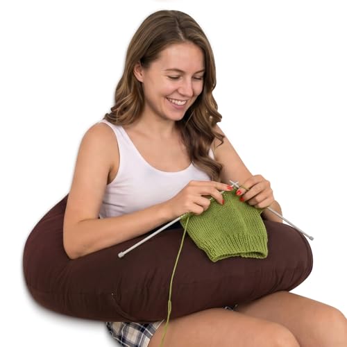 Image of QUEEN ROSE Reading Pillow for Gaming, Lap Desk Pillow for Sitting in Bed or Sofa, Compact Arm Support Pillow for Reading, Playing or Crocheting, Cooling Coffee