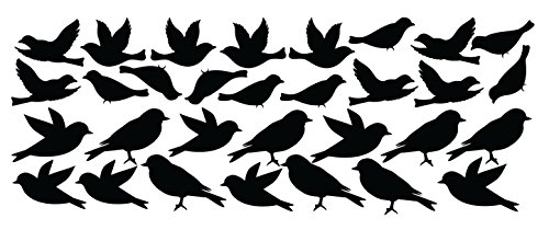 Innovative Stencils Bird Wall Decal Stickers Peel and Stick Decor Flying and Sitting Removable and Reusable Vinyl Wall Art Decor Addon for Large Tree Decals #1387 (Small, Matte Black)