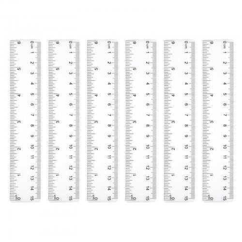 6 Pieza Regla de Plástico, 15cm Regla Transparente, Regla Pequeña de Plástico para Niños, con Pulgadas y Centímetros Regla Pequeña, para la Escuela la Oficina y el Hogar