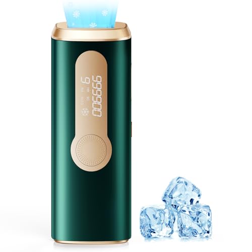 IPL Laser Hair Removal Device for Women & Men - Safe At-Home 45°F Ice-Cooling Contact for Painless & Long-Lasting Results, 86% Less Hair In 3 Weeks for Full Body & Face, Green