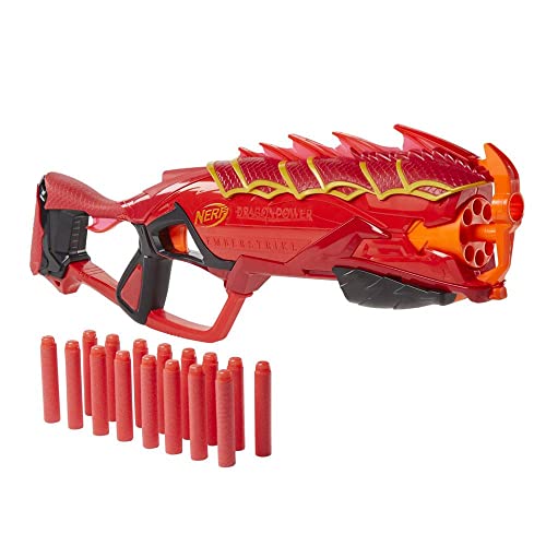 Nerf DragonPower Emberstrike Blaster, Inspirado en Dungeons and Dragons, Tambor Giratorio de 8 Dardos, 16 Dardos Oficiales Nerf Elite, Almacenamiento de 8 Dardos, Multicolor, F0811EU4