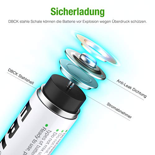 EBL oplaadbare AA batterijen 2800mAh 8 stuks Ni-MH 1.2v batterijen 1200 cycli met opbergdoosje - Afbeelding 5