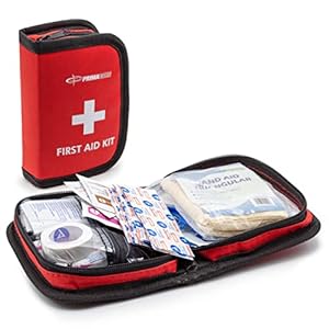 Primacare KB-7411 45 Piece Personal First Aid Kit, 6″x4″x1″, with Emergency Medical Supplies, Pocket Size Essential Travel Bag, Med Kits, Red