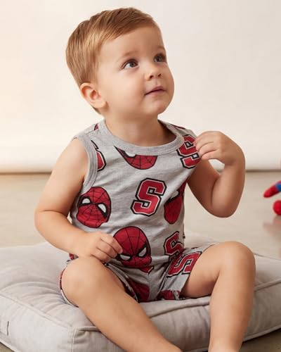 Image of Marvel Spider-Man Toddler Boys Tank Tops & Shorts Outfit Set, All-Over Graphic Print, 2-Piece