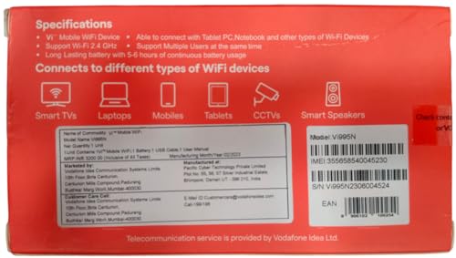 Image of VI995N Mobile MIFI - VODAFONE IDEA Portable WiFi Router. Support only VI simcard with 4G Network