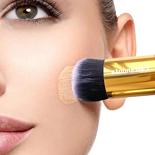Cintanuota, Adorable Chubby Foundation Brush, 2-Piece Foundation Brush Set, Multiple Color Options, Portable Travel Makeup Brush For Blending Cream, Liquid Or Flawless Powder Makeup (Pink + Black) #TOP6
