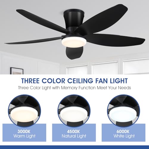 42-Ceiling-Fans-with-Lights-Low-Profile-Ceiling-Fan-with-Light-and-RemoteAPP-ControlFlush-MountDC-ReversibleLED-Dimmable-Black-Ceiling-Fans-for-BedroomIndoorOutdoor-Patio-Use