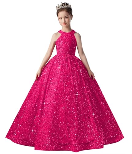 Flower Girl Dresses for Wedding Sparkly Sequin Toddle Kids Ball Gown Girls Pageant Dress Princess Party Gown