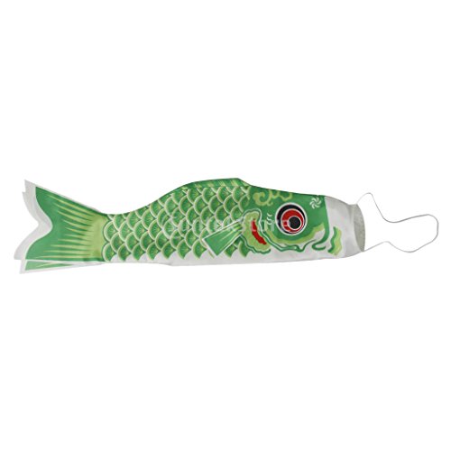 40cm Japanese Windsock Carp Flag Koi Nobori Sailfish Wind Streamer 5 Colors - Green, 40cm