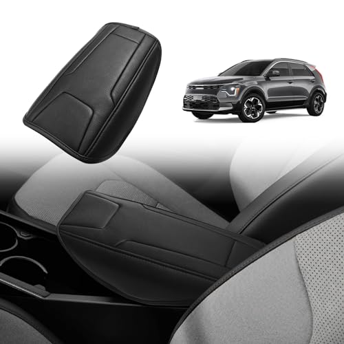 BestEvMod for NIRO EV Center Console Armrest Pad Cover Extra Soft Microfiber Leather Protector Seat Armrest Cover Compatible with 2023 2024 2025 Kia NIRO EV Accessories (Black)