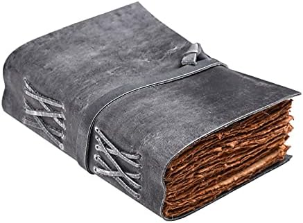 LEATHER VILLAGE – Leather Journal – Vintage Leather Journal – Book of Shadows – Leather Bound Journal – Leather Sketchbook – Antique/Vintage Deckle Edge Handmade Paper of 200 GSM – 8 X 6 inches