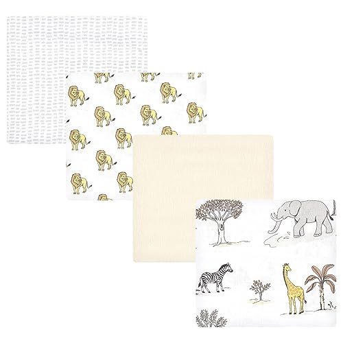Image of Hudson Baby Unisex Baby Cotton Flannel Receiving Blankets, Neutral Safari World, One Size