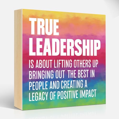 Msticey True Leadership Definition Wood Box Signs Gifts for Boss Leader