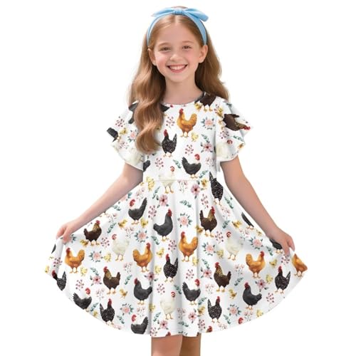 Girls Casual Ruffle Short Sleeve Swing Dresses Cute Clothes for Teen Girls Summer Outfits