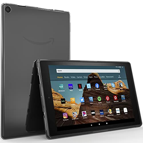 Case for Fire HD 10 Tablet 10.1' (7th / 9th Generation, 2017 Release / 2019 Release), Puxicu Slim Design Flexible Matte TPU Protective Cover, Clear/Translucent