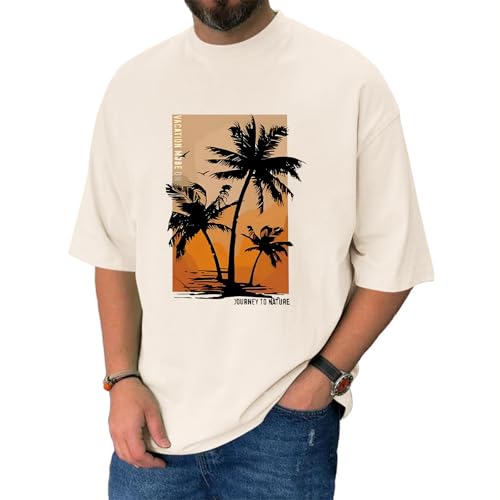 Palm Tree Hawaiian Shirt for Men Vacation Beach Tropical Casual Shirts Oversized Tshirts Graphic Tees Summer Tops