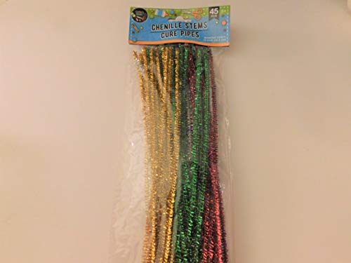 Crafters Square Chenille Stems Pipe Cleaners Assorted Colors Gold, Silver, Green, Red 12 Inch Length