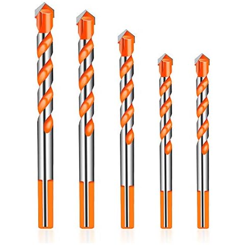 5PCS 12mm Masonry Drill Bits Set, Extra Tough Masonry Drill Bit Set Pack with Diameter 6, 8, 10, 12mm, Hole Saw Drill Bits kit for Concrete, Brick Wall, Glass, Mirrors, Plastic, Wood, Thin Metal Cover