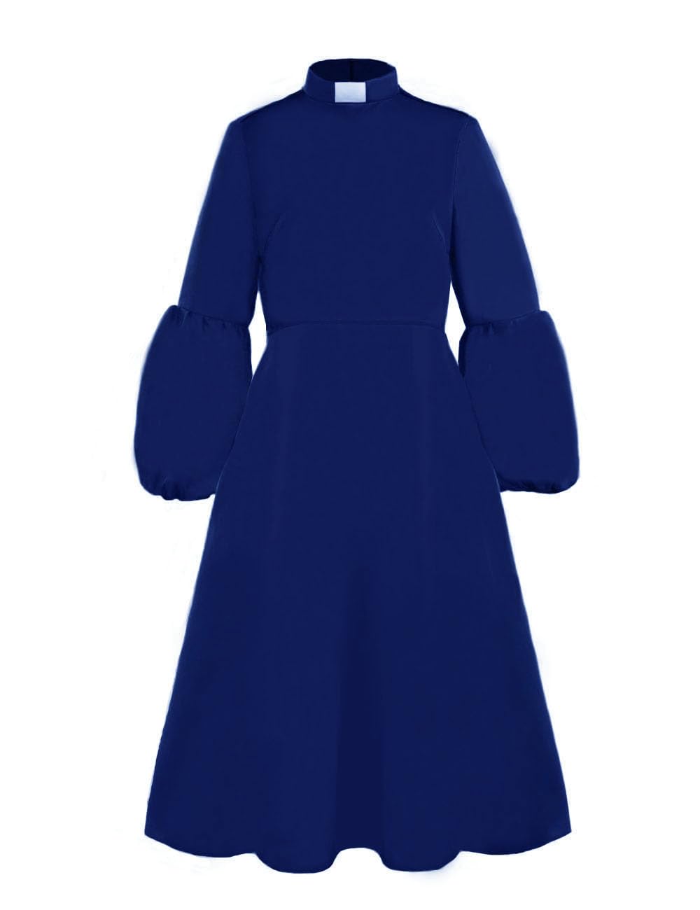 ceiyast Clergy Dresses for Women Tab Collar A-Line Long Sleeve Loose Elegant Dress