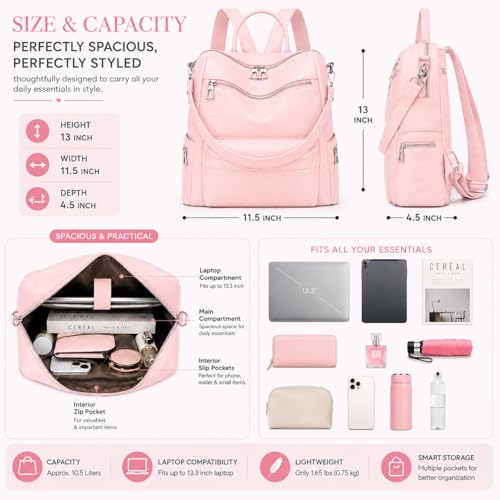 Image of Leather Backpack for Women | Large Capacity | College and Office use | PU Leather | shoulder bag for Ladies,