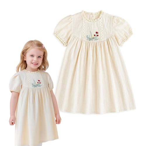 Simplee kids Baby Girl Dress Toddler Casual Dresses Summer Solid Color Floral Girl Clothes