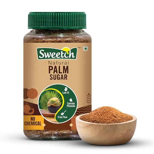 Image of Sweetch Natural Palm Sugar 350g, Karupatti | Healthy Unrefined Low GI Traditional Sweetener | Rich in Minerals | Chemical & Sulphur Free | White Sugar Alternative for Baking, Cooking, Tea & Coffee (Pack of 1)
