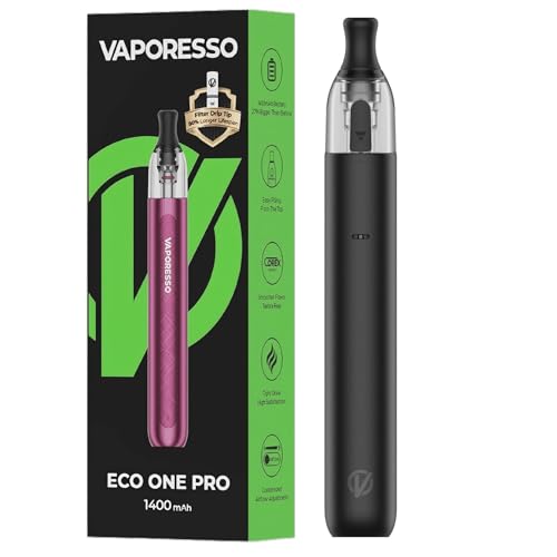 Vaporesso ECO One Pro Kit Pen Style Pod Vape Built in 1400mAh battery Top Filling 2ml ECO One Pod Cartridge 0.8ohm Vaporizer COREX SMOOTH Electronic Cigarette No Nicotine (Mitternachtsschwarz)