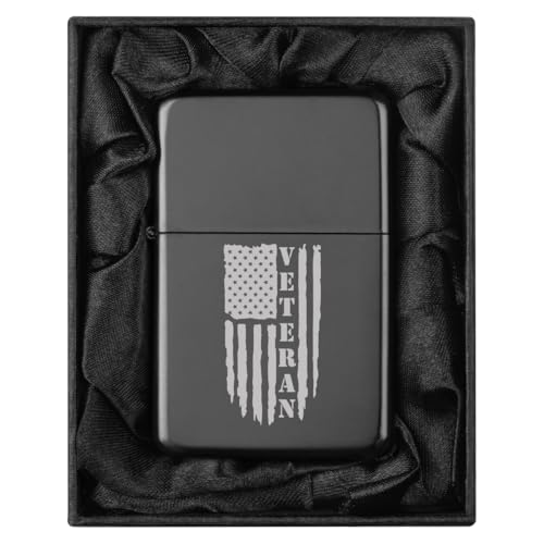 Encendedor en caja de regalo en negro con bandera USA