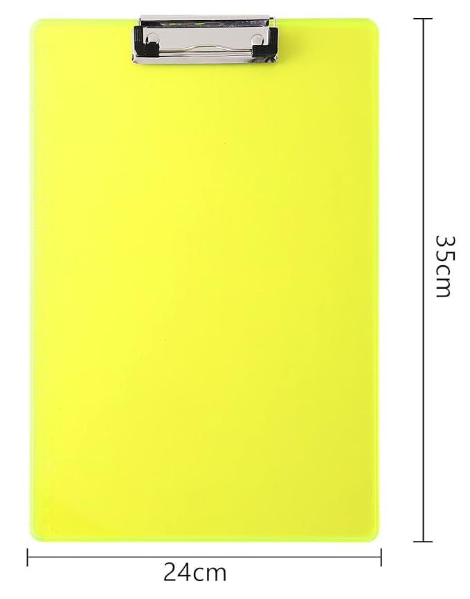 Image of Cubic Umi Fluorescent Green Semi Transparent Acrylic Clipboard Exam - A4 Size Writing Pad with Strong Metal Clip for Students & Office Use