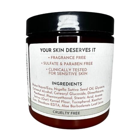 Image of Restorative Cream with Black Seed Oil for Sensitive Skin Moisturizer with Aloe, Colloidal Oatmeal and Vitamin B & E | Hydrating Facial Cream | Paraben Free Clean Skincare (16 oz)