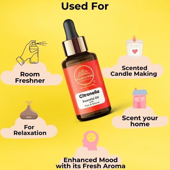 Image of Citronella Essential Oil for Diffuser and Aromatherapy, Skin, Massage, Candle and Soap Making Fragrance | Pure and Natural | Premium Grade 30ml (1 oz)