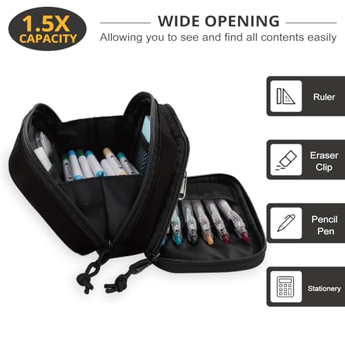 Image of ATRIPACK Tactical Pencil Case for Boy,Large Capacity Pencil Pouch,Marker Organizer Case Pen Box, Tool Bag Desk Organizer for School College Office Organizers for Kids Men Women Adult Teens(Black)