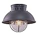 VAXCEL Indoor Outdoor Ceiling Light - Harwich Textured Gray and Clear Seeded Glass Semi Flush Mount Light Fixture, Farmhouse, Coastal, Nautical Decor, Ideal for Carport, Front Porch, Patio, Entryway