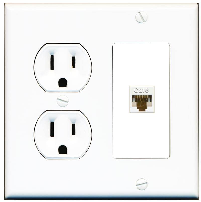 RiteAV 1 Port Cat6 Ethernet Wall Plate Jack Female-Female