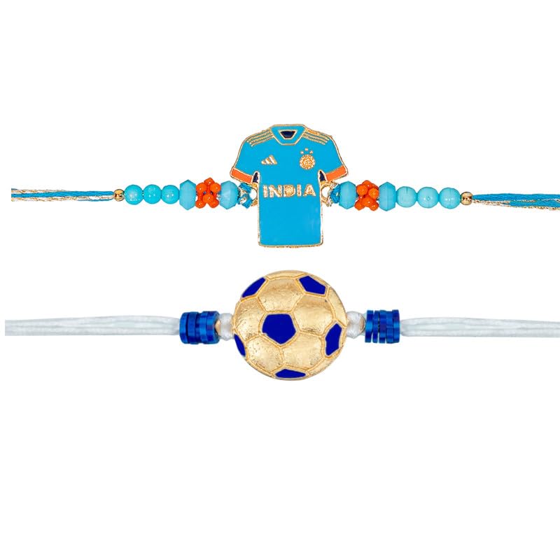 Image of Kizzi Indian Team Jersey and Football Rakhi Set for Kids Sports Rakhi